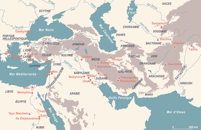 carte de l'empire perse achéménide
