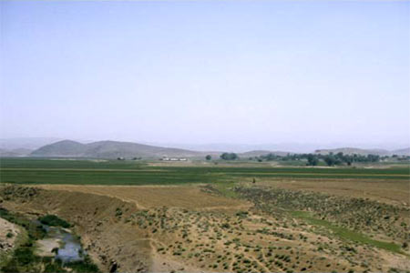 La plaine de Pasargades vue du sud.