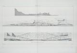Persépolis, Takht-i-Djemchid, coupe sur la largeur <br />et face générale du plateau (t. 2, pl. 68)